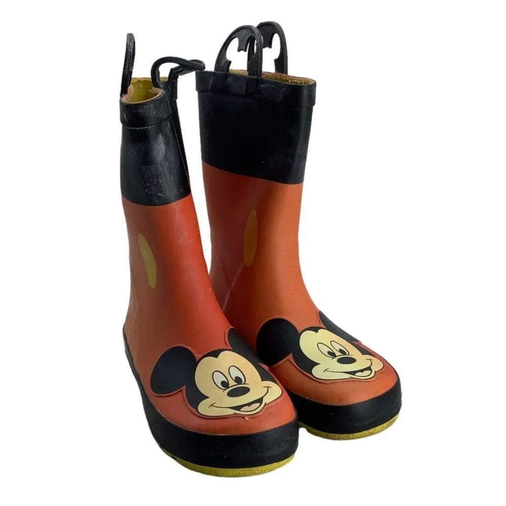 Disney‎ Mickey Mouse Rain Boots Kid Size 1 Western Chief Waterproof Red Rubber